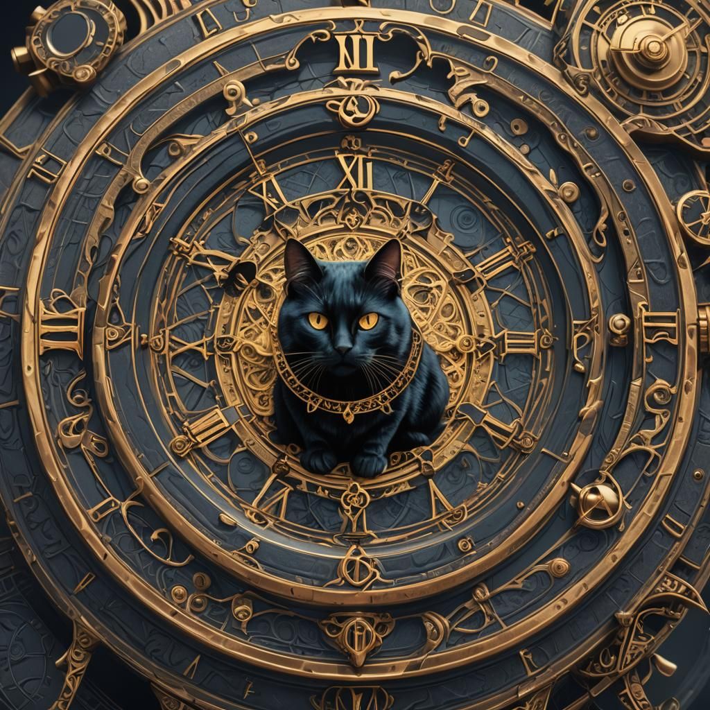A Watch with a black cat