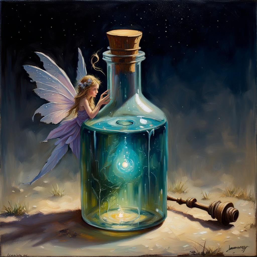 A light fading fairy potion bottle