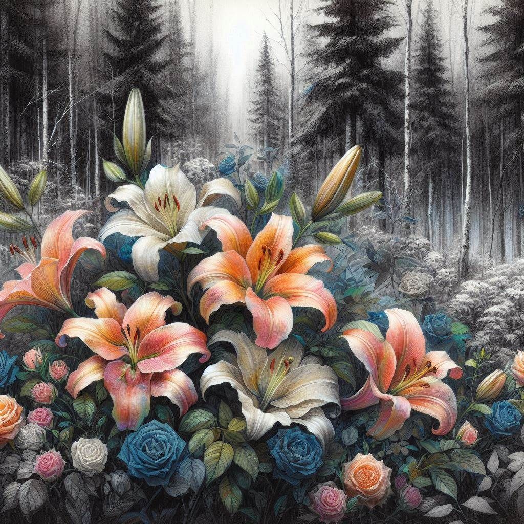 Lilies, Tulips, and Roses