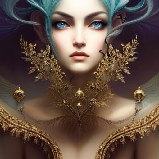 Dreamy Woman with Green Eyes, Digital Art