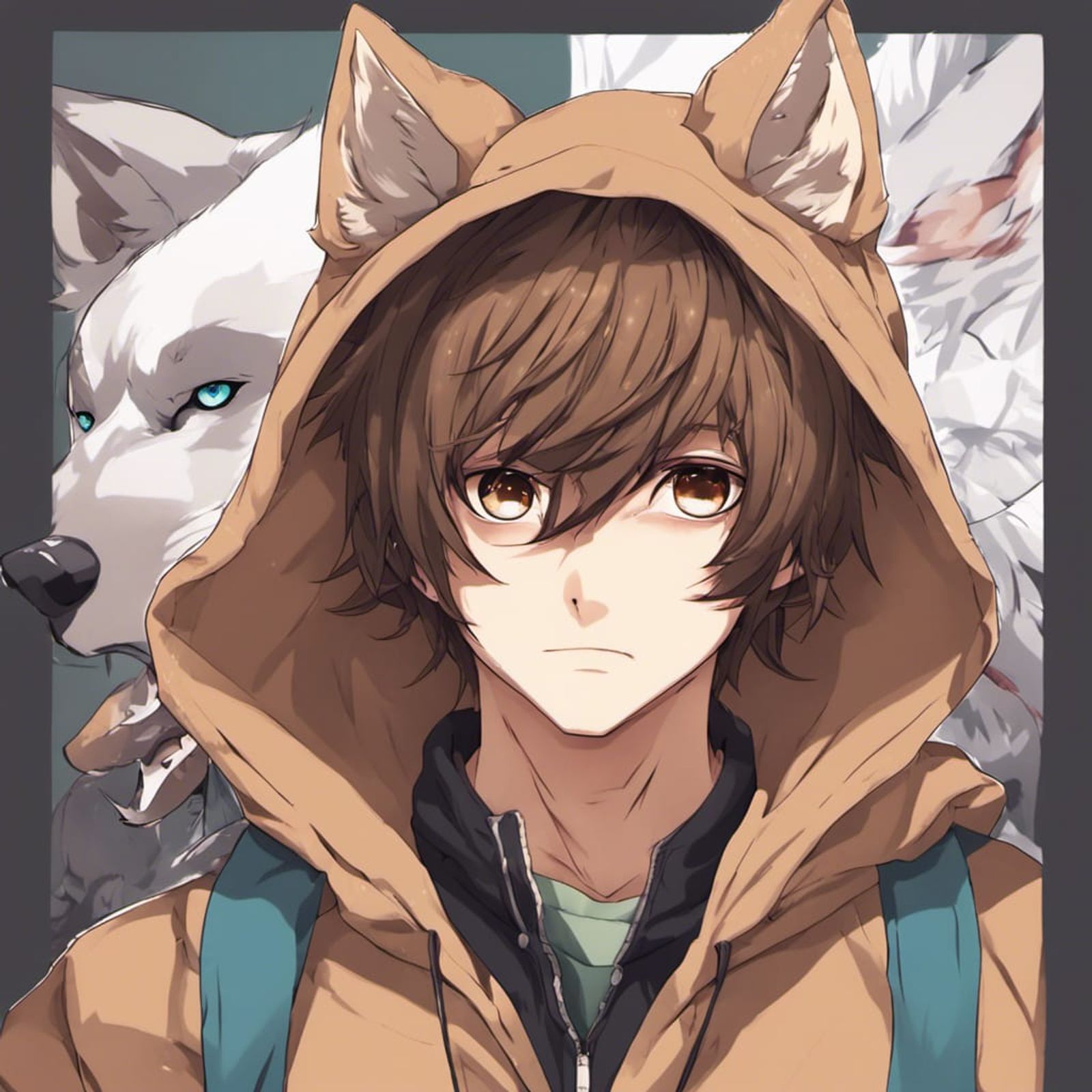 wolf boy anime with brown hair