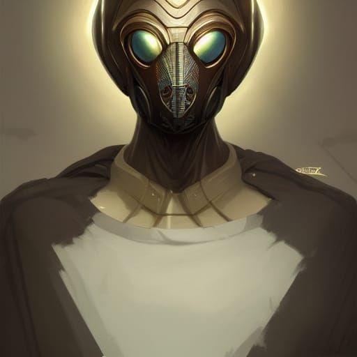 Tall Dark skin Alien wearing mask