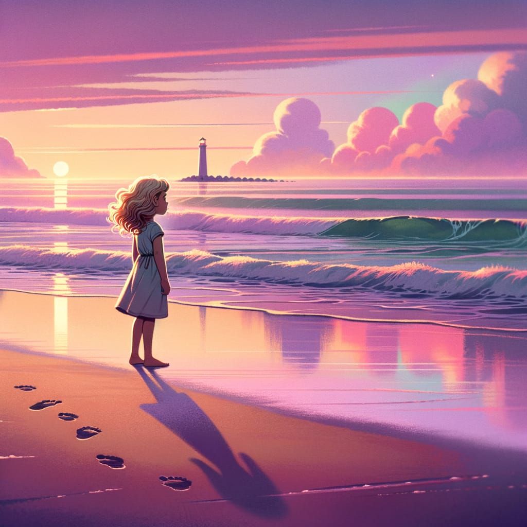 Beachside Reflections: The Lighthouse Dreamer