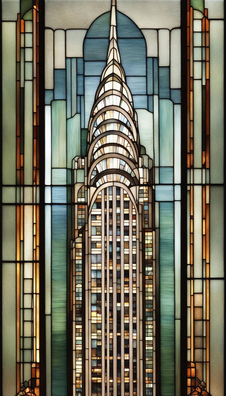 Art deco stain glass of the Chrysler building - AI Generated Artwork ...