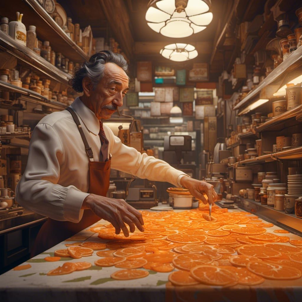 Salvador Dali working in a deli AI Generated Artwork NightCafe Creator