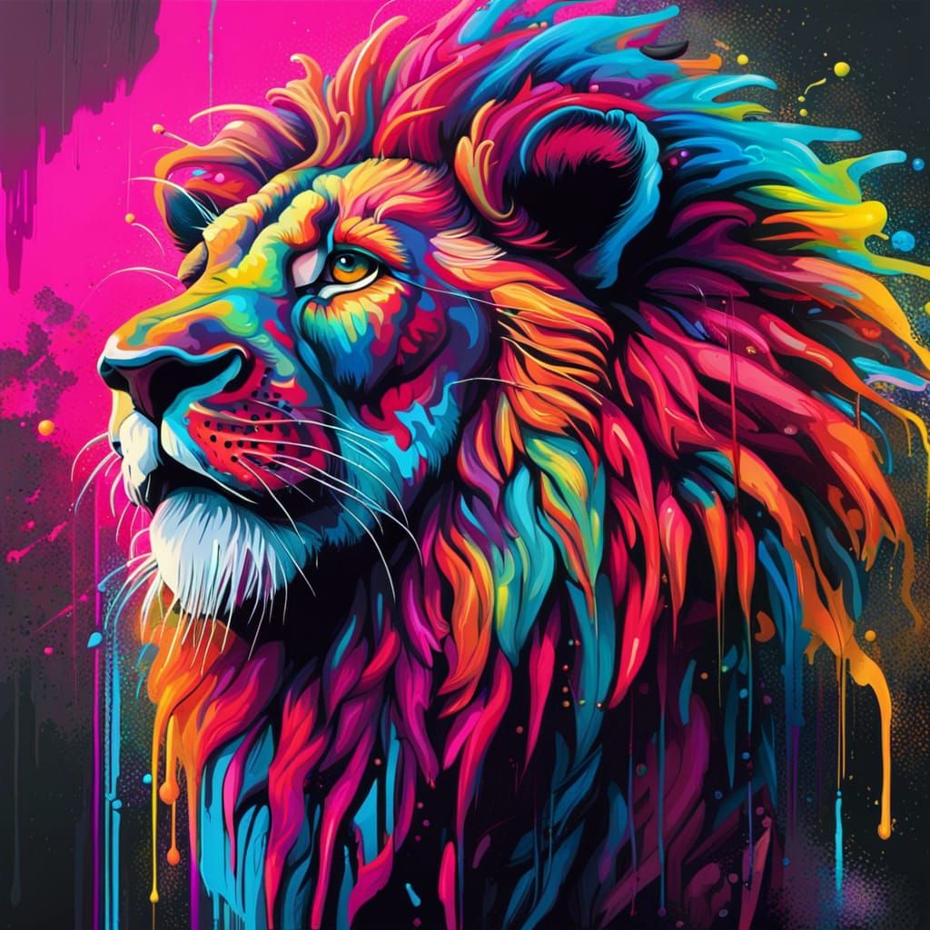 Neon Lion, panoramic.