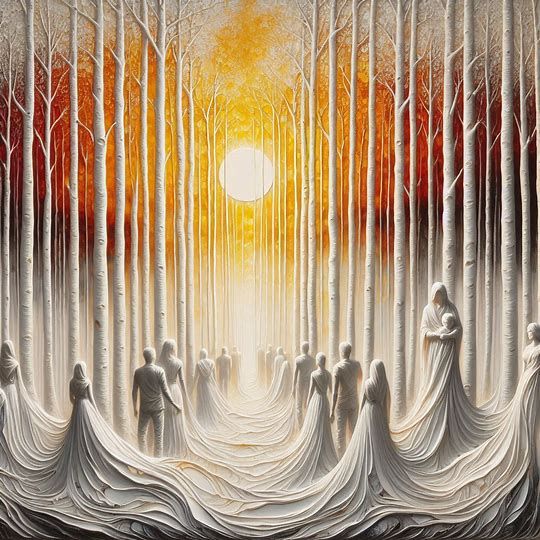 Sunrise among the birchs