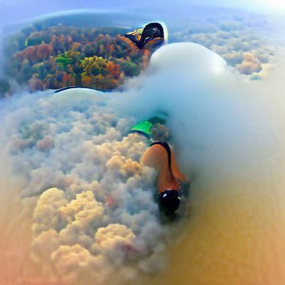 floating above the clouds