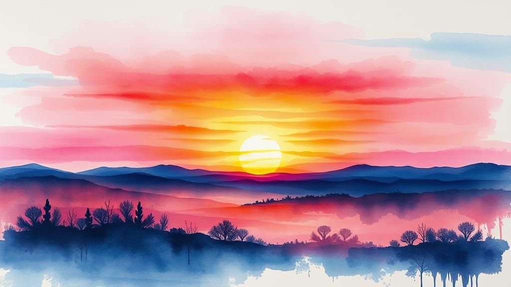Watercolor Sunrise  by @VoidSparkles