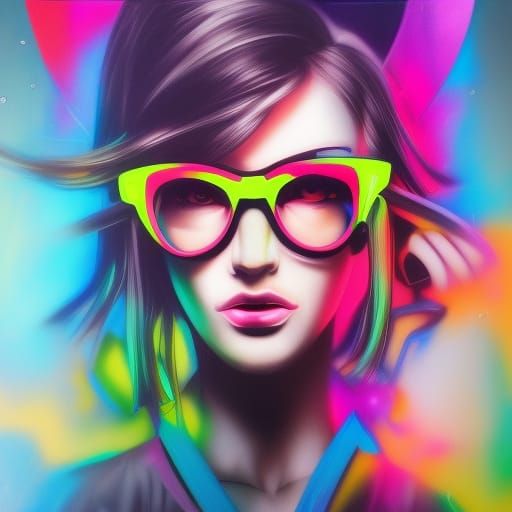 Nerd gamer female neon