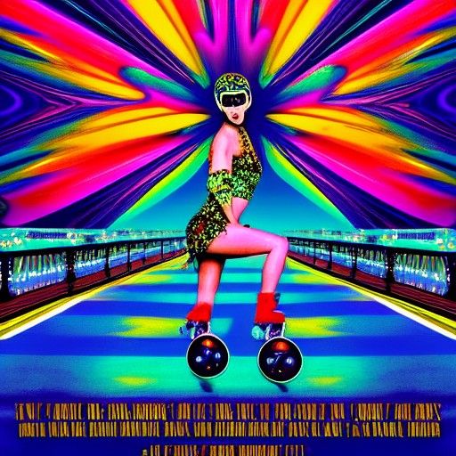 Linda Evangelista roller derby movie poster psychedelic art