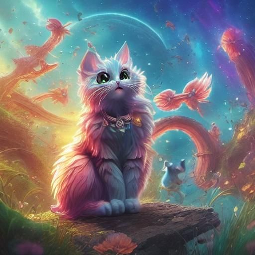 Cute Cat in Detailed Fantasy Art, 8K