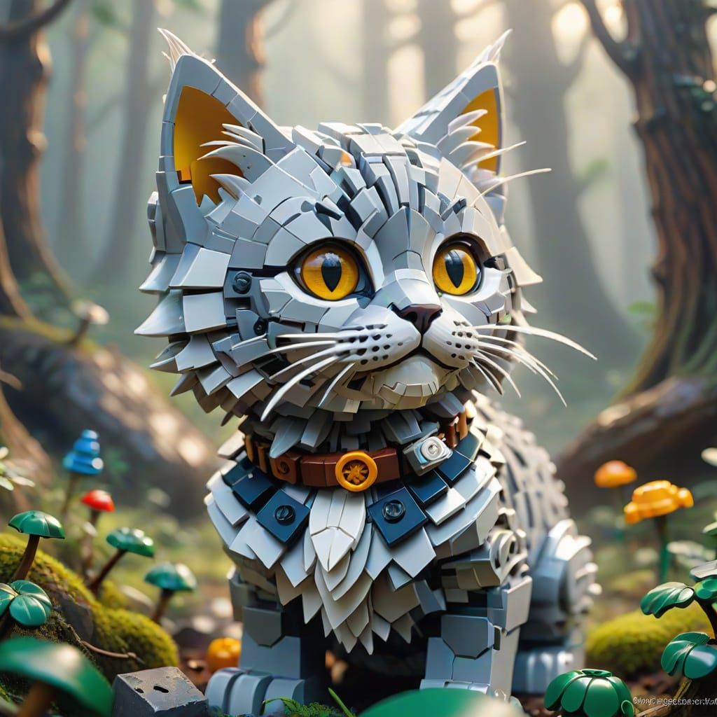 Abstract Lego Gray Kitten  by @April