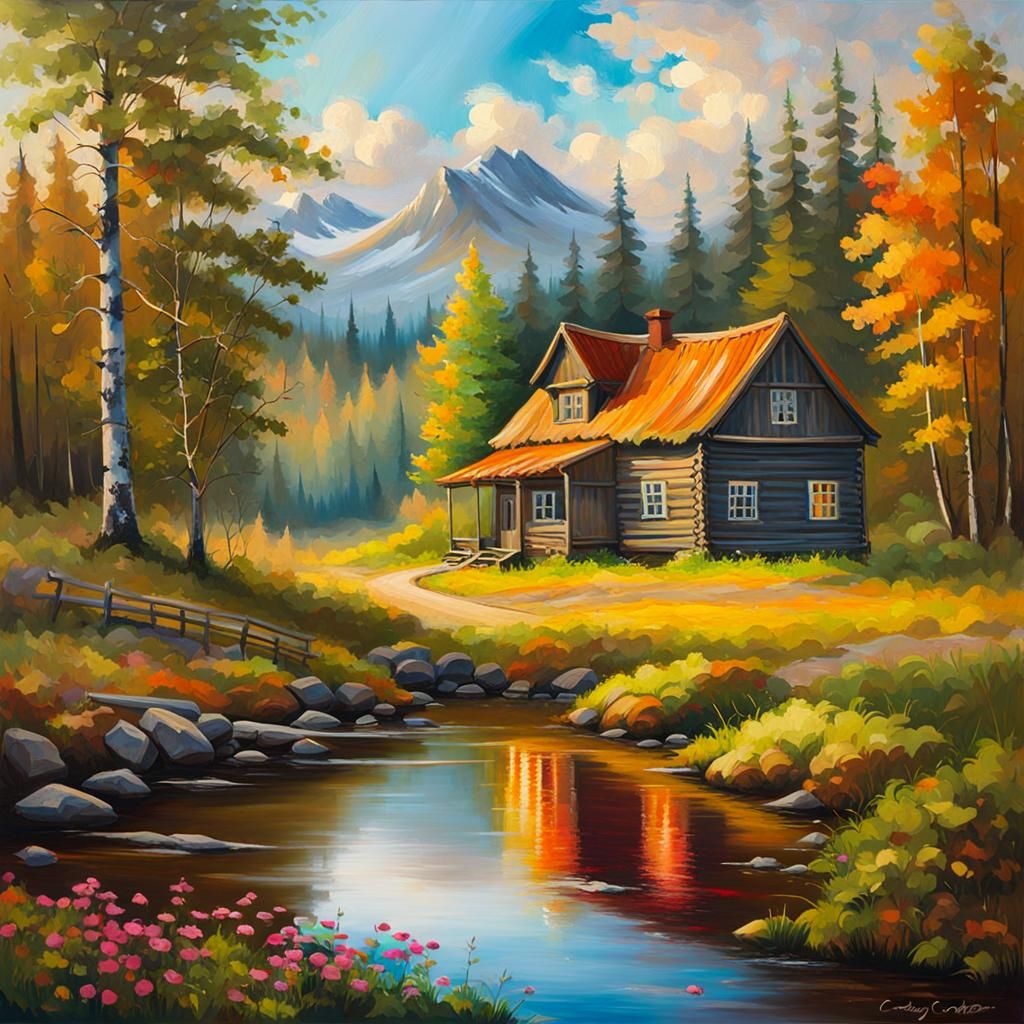 Old house in Scandinavian forest