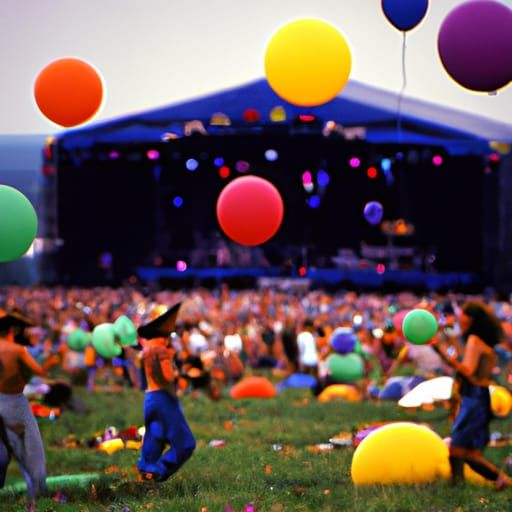 Hippies doing balloons at a Phish concert in 1996 - AI Generated ...