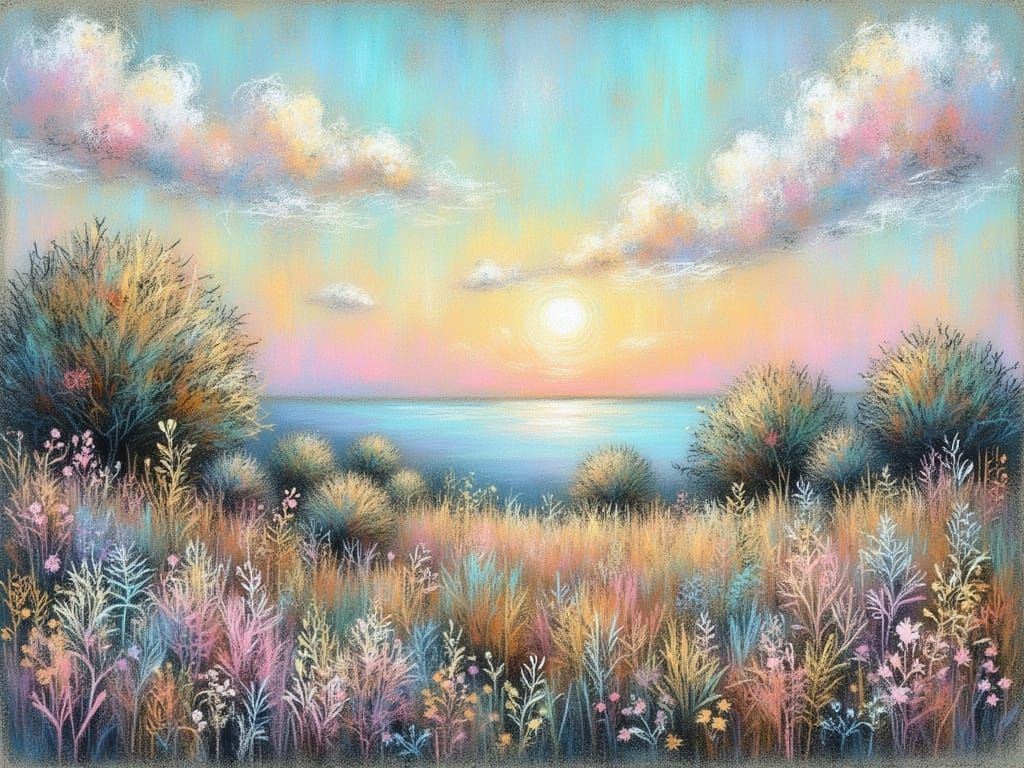 <lora:Chalk Texture-2:1.0> Beautiful Landscape, chalk texture.