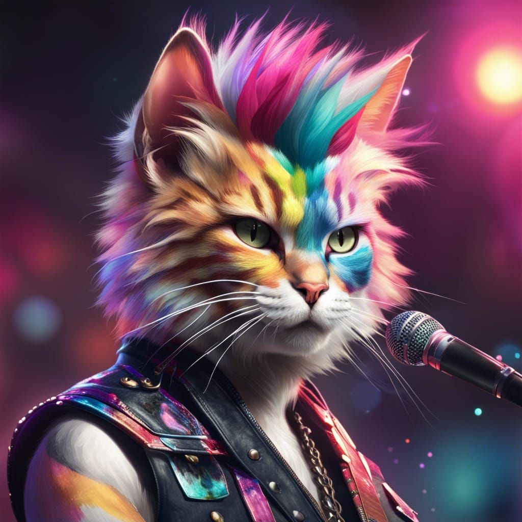 Cat Rockstar - AI Generated Artwork - NightCafe Creator