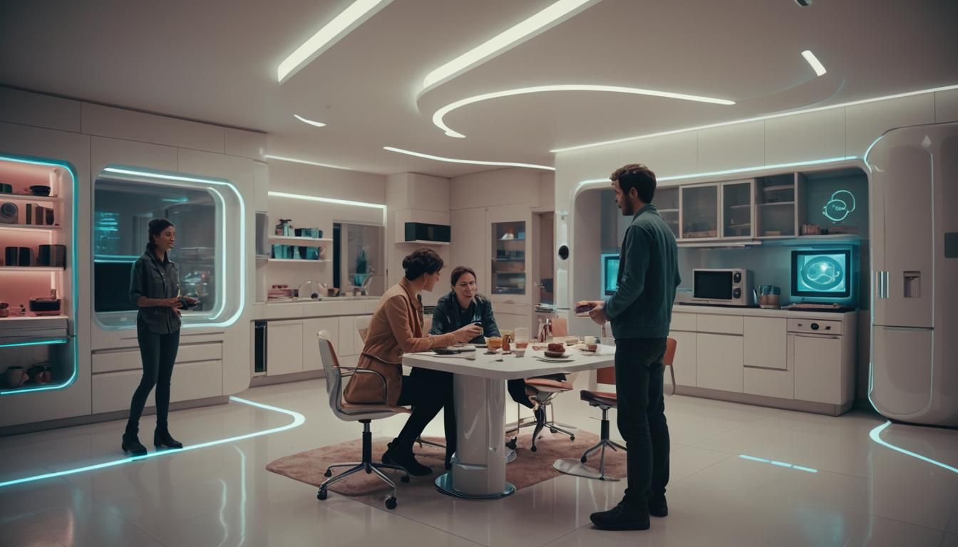 Futuristic Home Scene with Advanced Technology