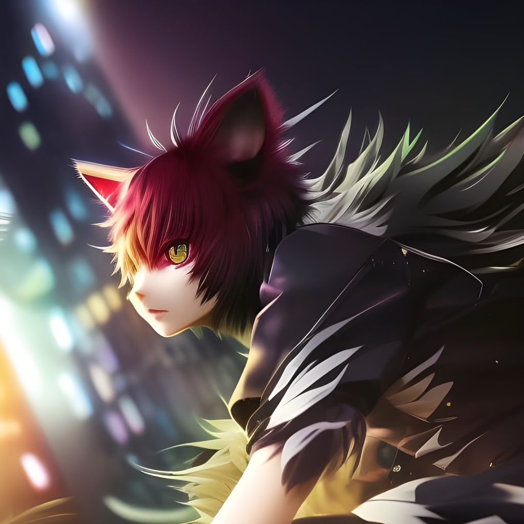 Tokyo ghoul beautiful cat catboy, distinct lighting, detaile...
