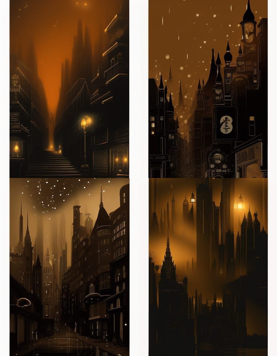 Old misty London noir cityscape