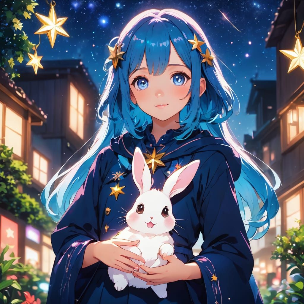 Todoke and Blonde with their rabbit