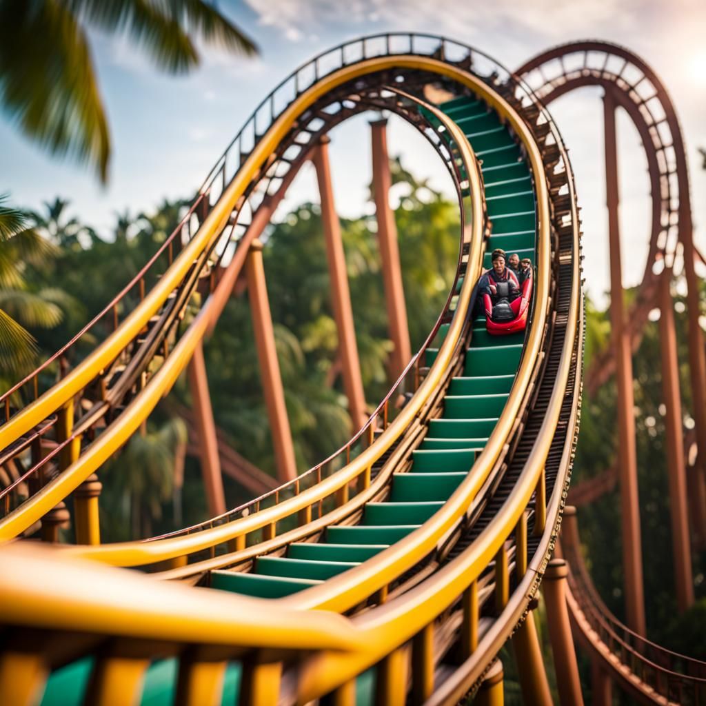 Jungle Roller Coaster Amusement Park AI Generated Artwork