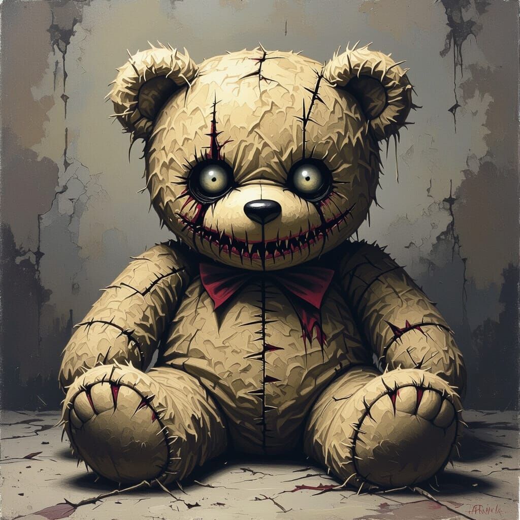 mean stuffed toy, a person would focus on perverting its classic, comforting features to create a sense of unease, menace, and malevolence. ...