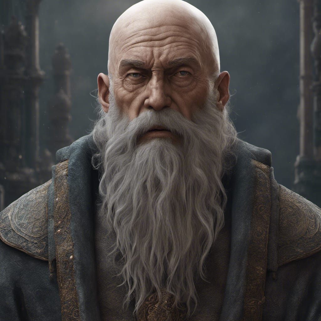 old Saxon man in, long gray beard, bald, - AI Generated Artwork ...