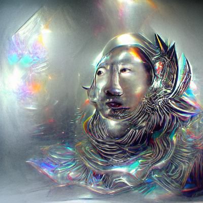 a huge silver steel Sakyamuni head