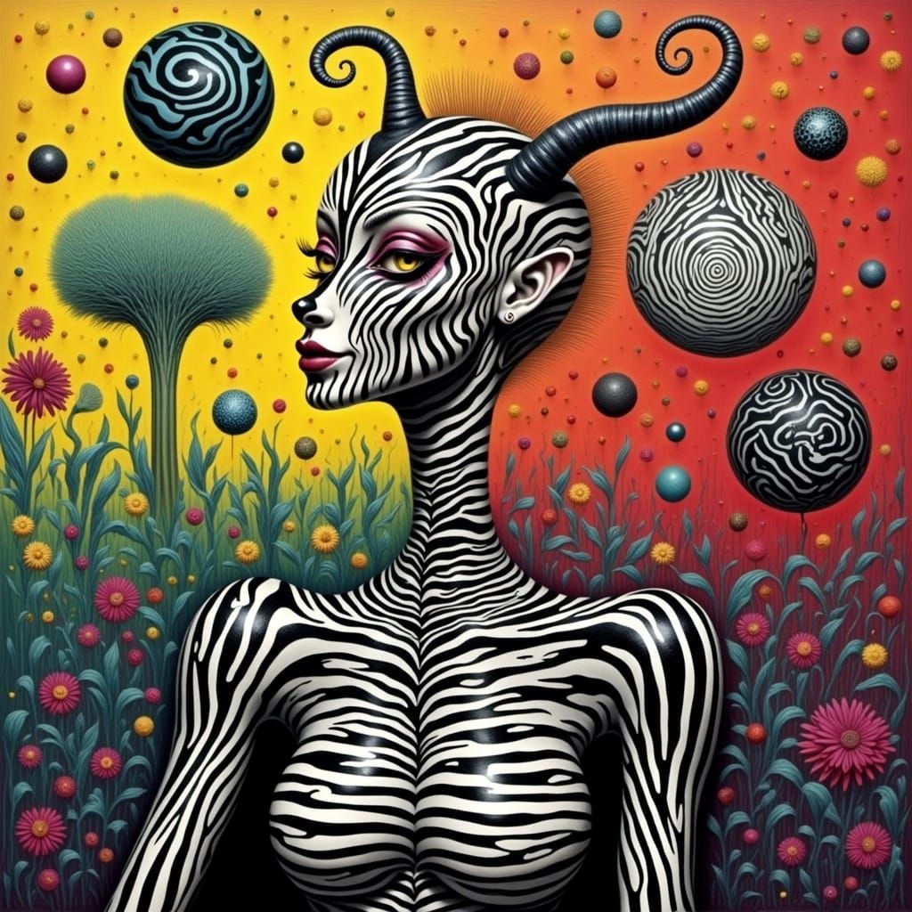  <lora:ZZ ZEBRAPUNK:1.0> in the style of Joan Miro