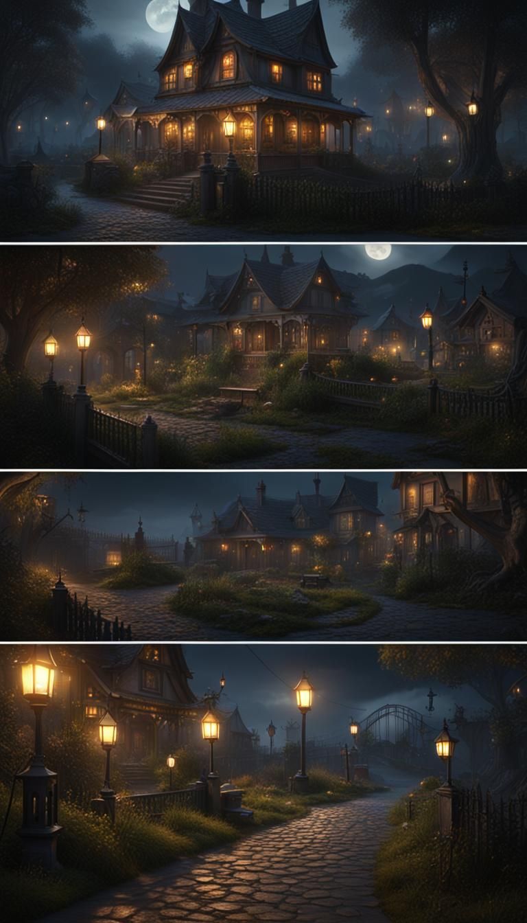 Dark and Scary Haunted City at Night