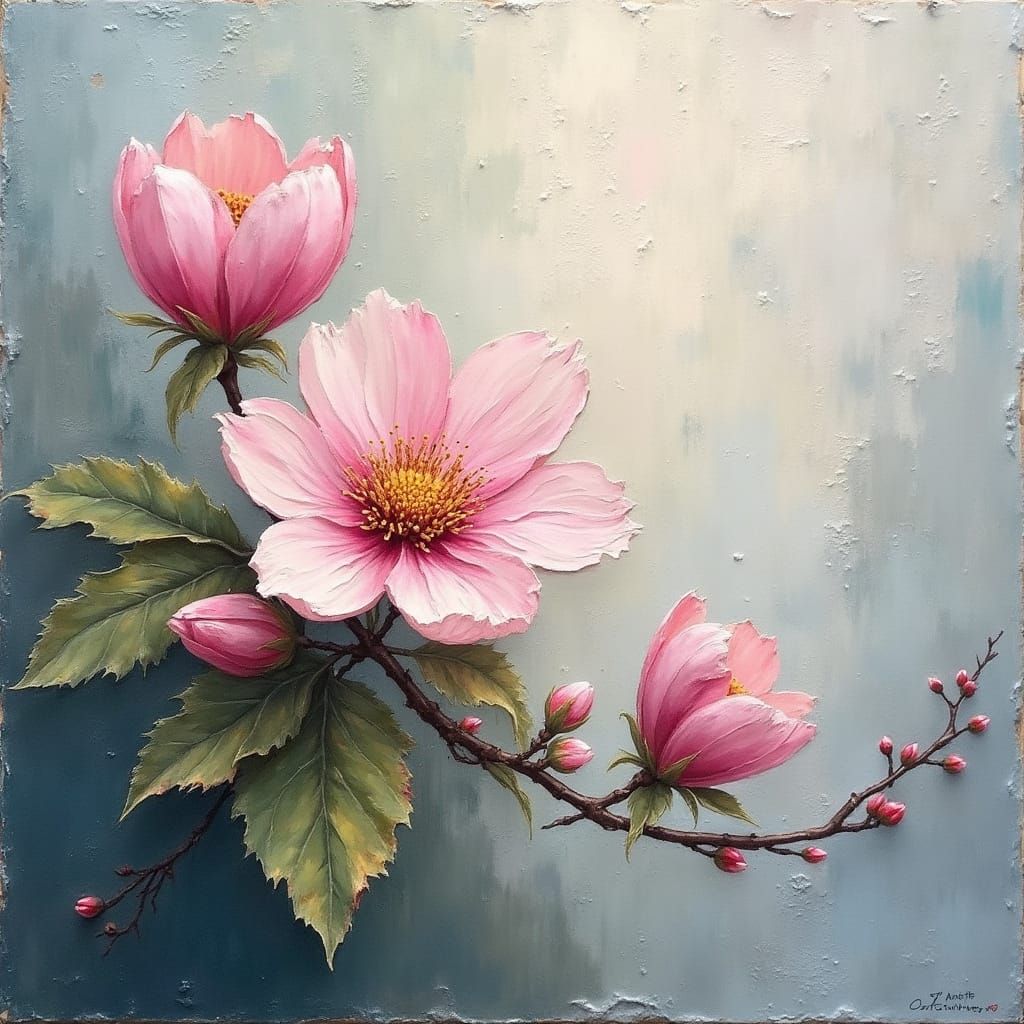 Abstract Apple Blossom Square with Complex Textures