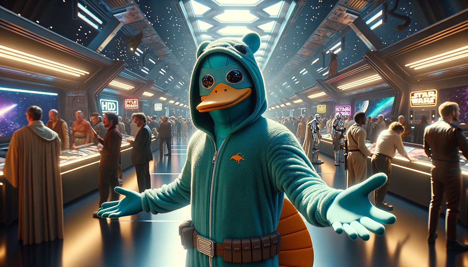 Deadpool cosplaying Perry the Platypus