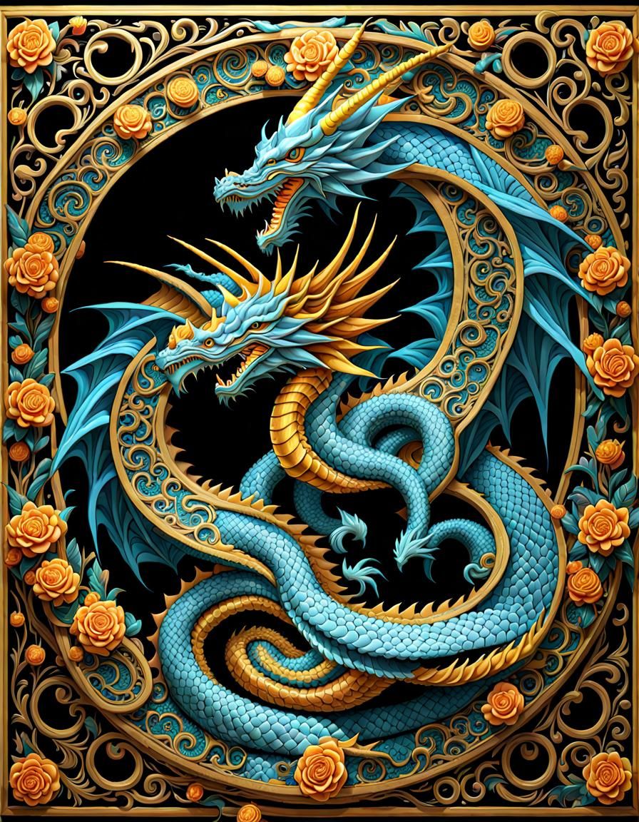 Filigree Dragons - AI Generated Artwork - NightCafe Creator