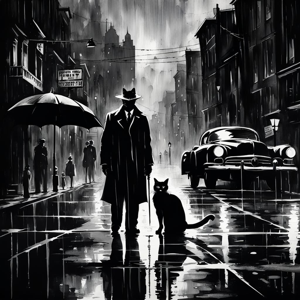 Rainy day in city noir
