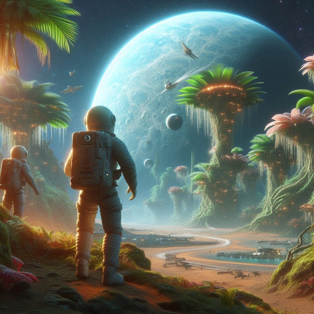 “Verdant Mysteries: Astronauts Explore an Alien Eden #4”