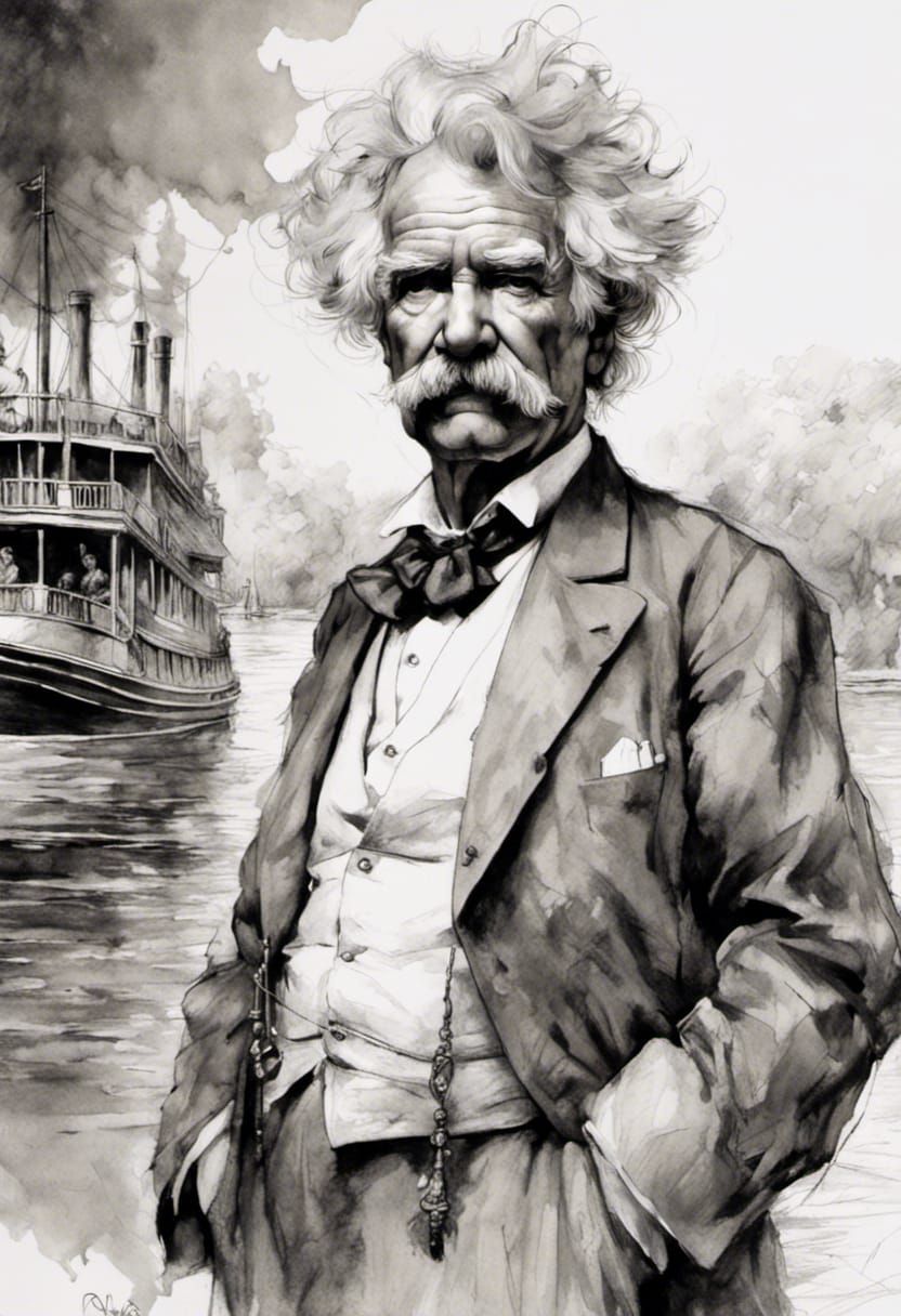 Mark Twain (Ink)  by @Rascal Ron 