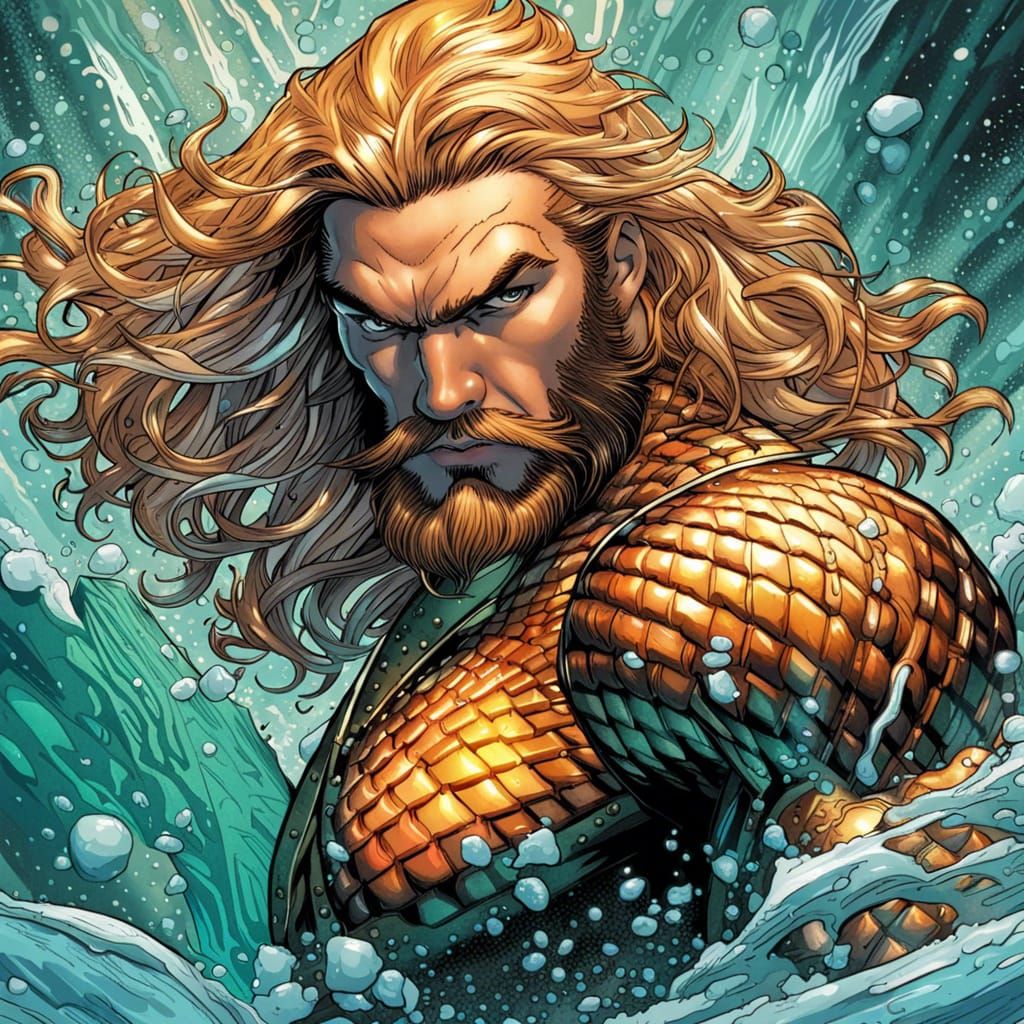 Aquaman Metallic Art Portrait Card - Ai Generated Artwork - Nightcafe 