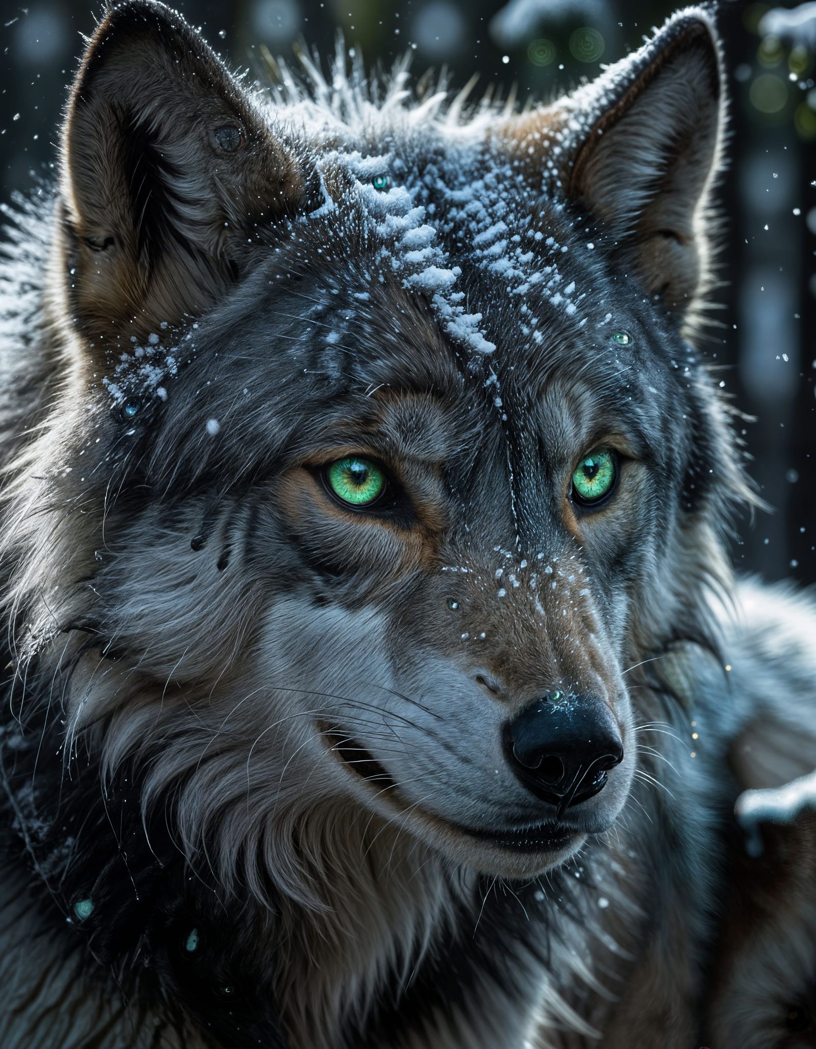 Green eyes wolf   by @Jenne