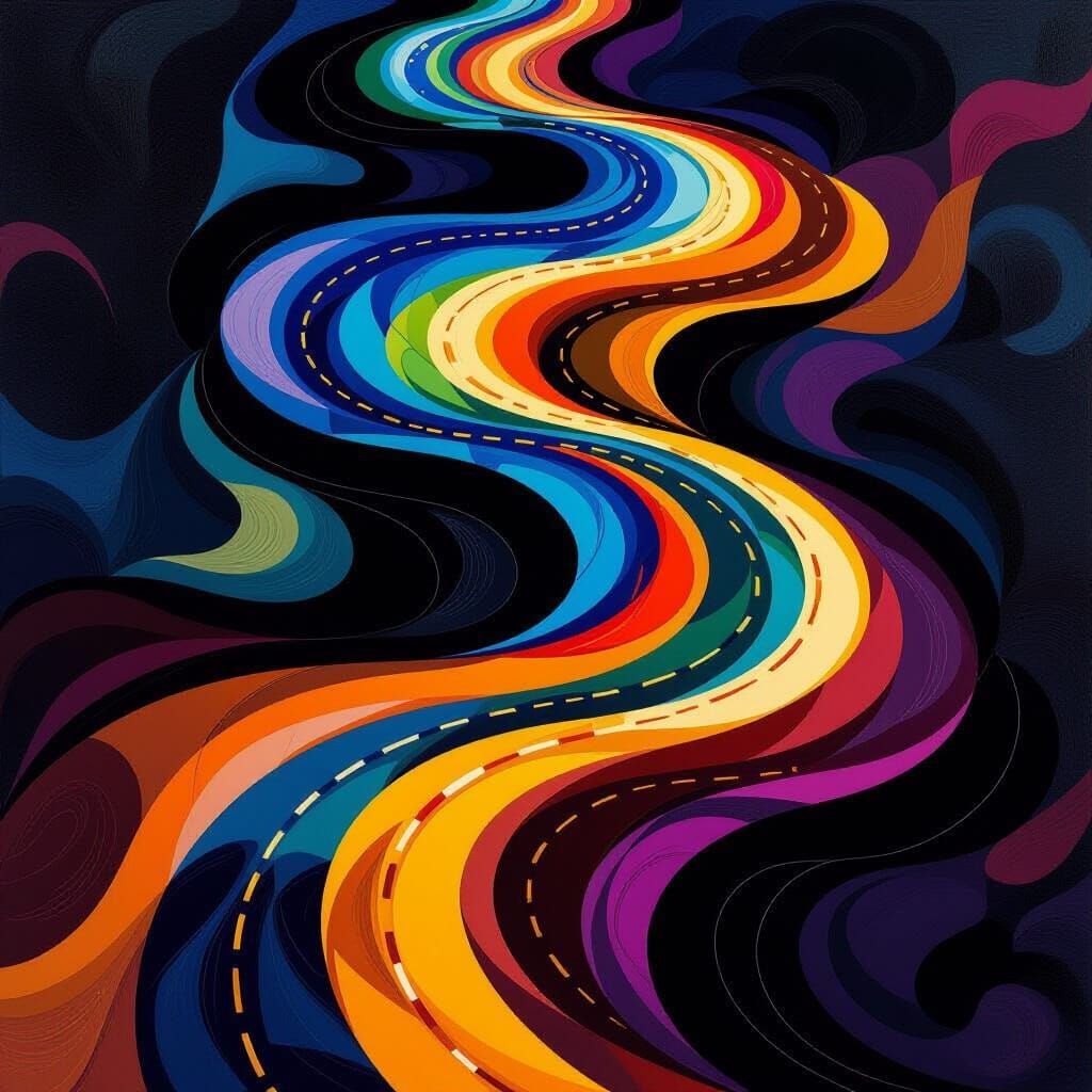 Abstract Journey Lines in Digital Art Style