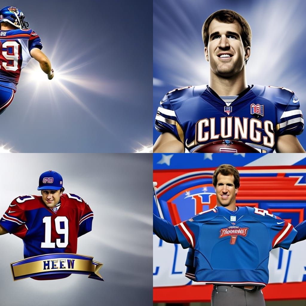 Eli Manning in Clouds/heaven with Superbowl Rings
