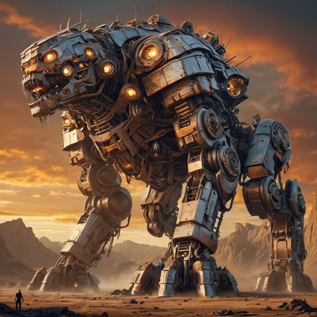 Colossal War Mech Dominating a Post-Apocalyptic Wasteland