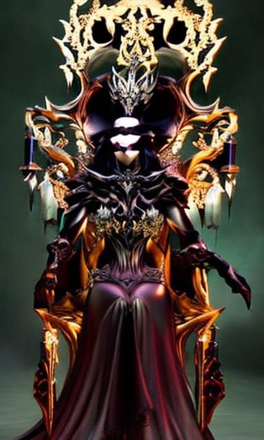 "dark elf ebon goddesss Lolth sitting on her throne of bone"...