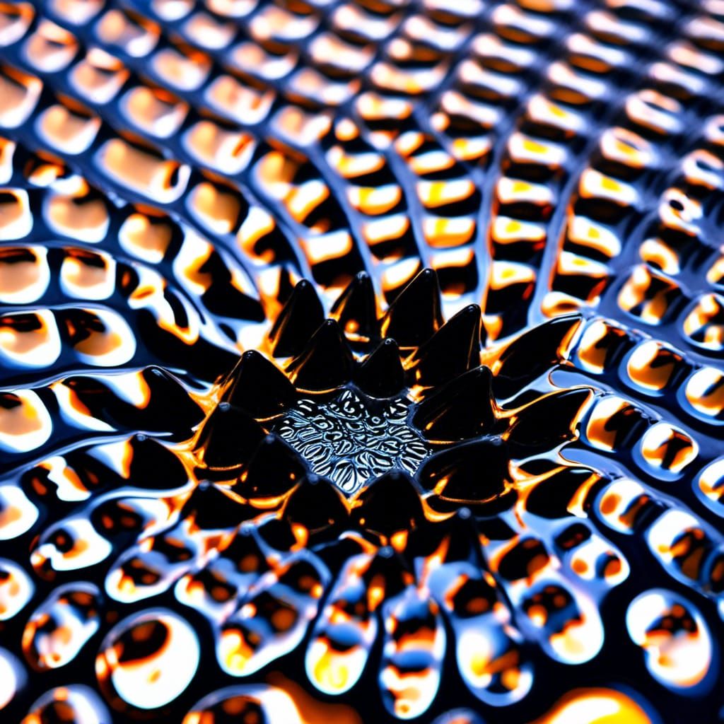 <lora:Ferrofluid:1.0> a butterfly sits on a ferro fluid pond
