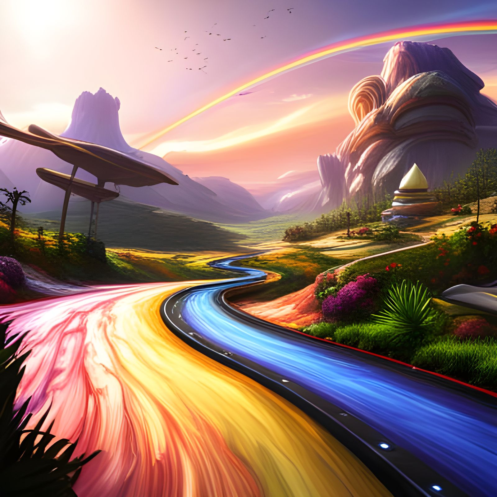 Rainbow road mariokart   by @Chalmskinn Creations