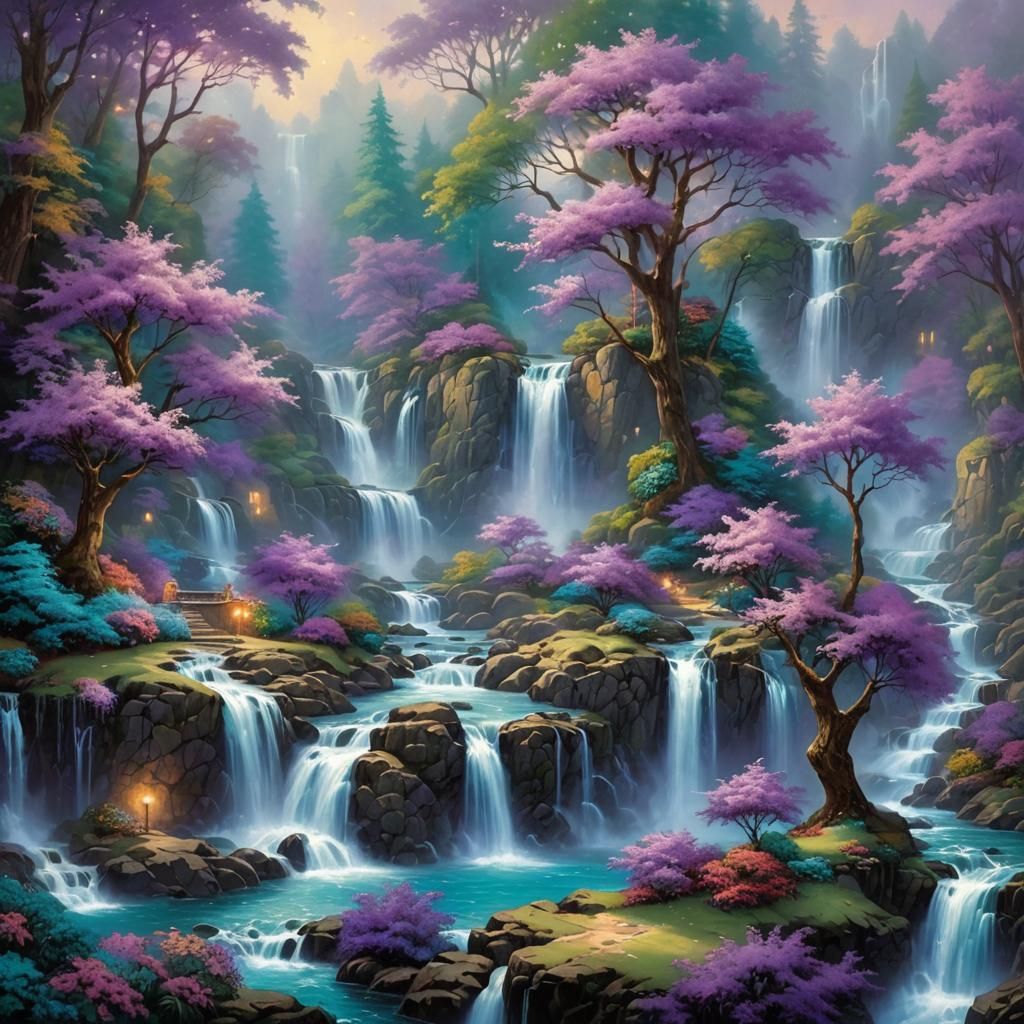 Waterfalls and trees