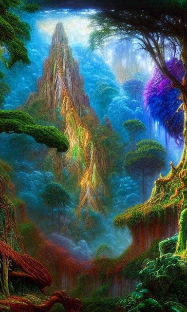 An Ancient magical Rain Forest Vista By Projekt Red, Josephine Wall ...