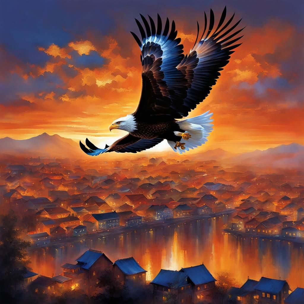 The instinct of flight in the rising sun.