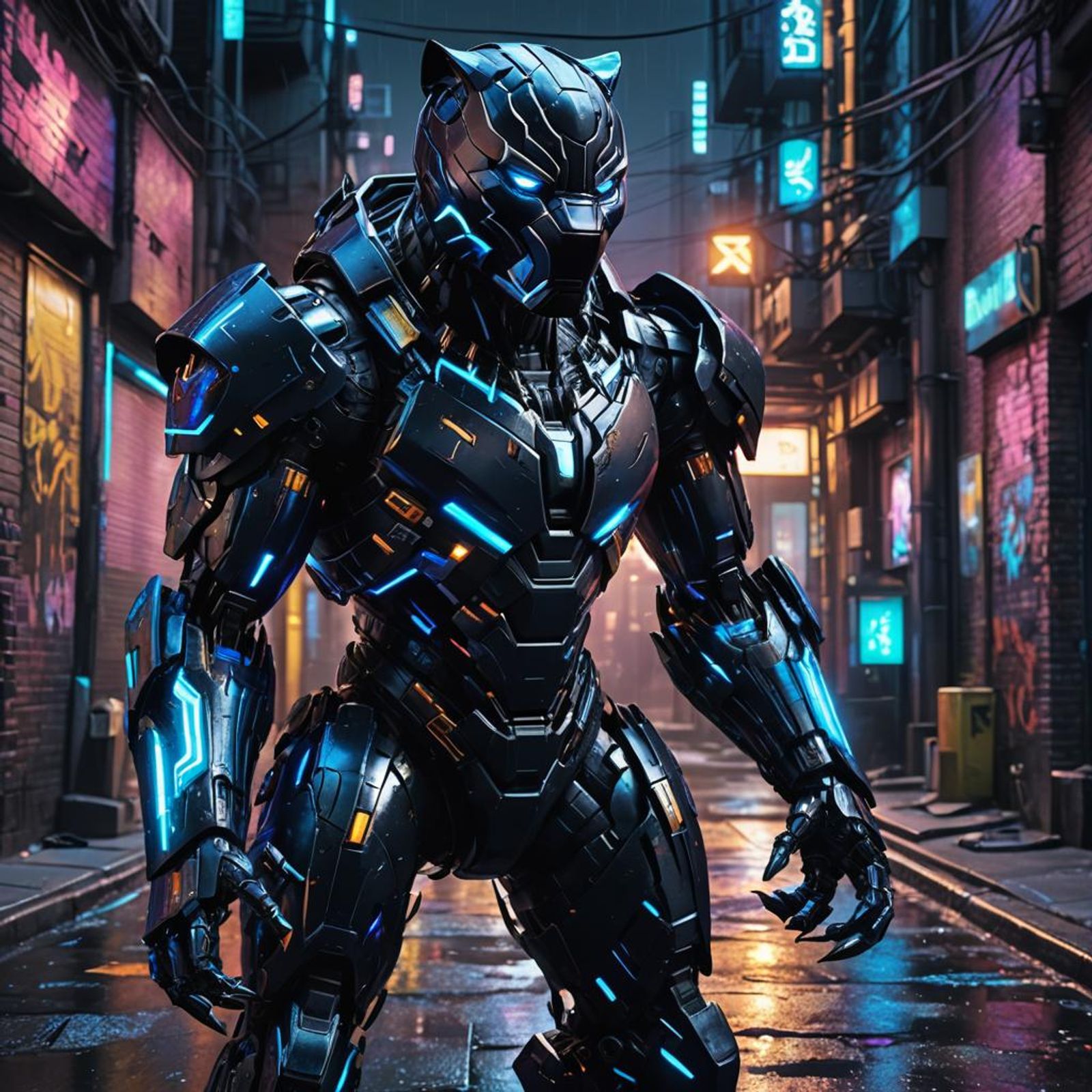 Mecha black panther bot AI Generated Artwork NightCafe Creator