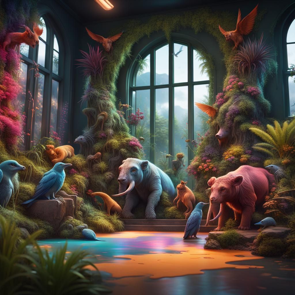 Colorful Spray Paint Art of Animals and Plants